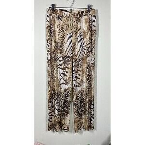 Sunny Leigh Womens Sz S AMARA Animal Print Wide-Leg Accordion Pleats Pants Boho